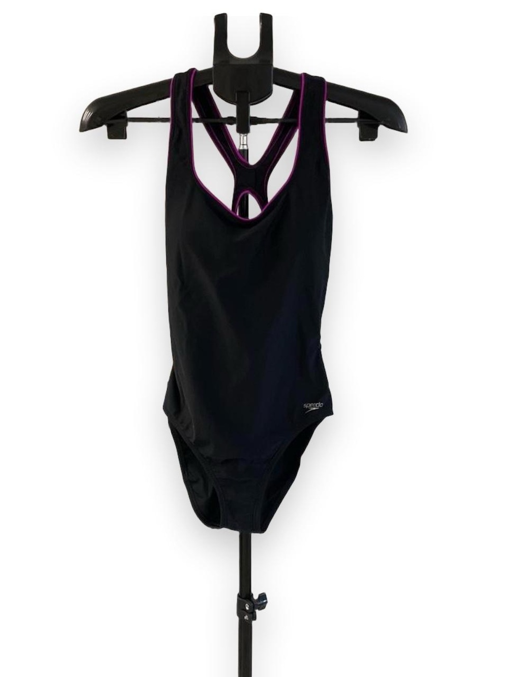 Speedo Black One-Piece Swimsuit with Pink Trim